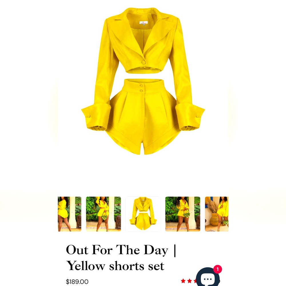 Ellae Lisque “Out for Day” short set- Yellow